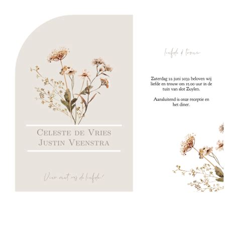 Moderne Insteekkaart Nude Droog Bloemen