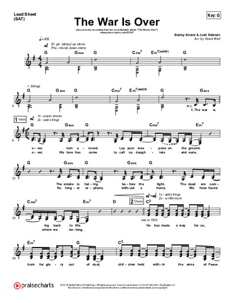 The War Is Over Sheet Music PDF (Josh Baldwin) - PraiseCharts