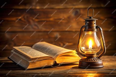 Oil Lamp And Bible Oil Lamp And Open Bible Shot At A Single Flame Light