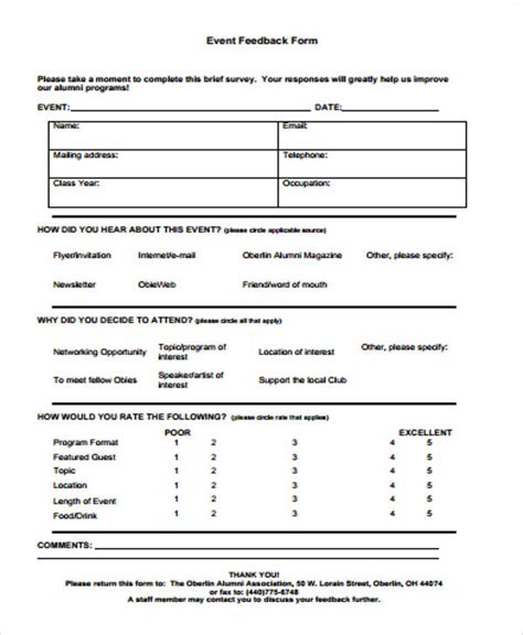 Free 12 Sample Feedback Forms In Ms Word Pdf