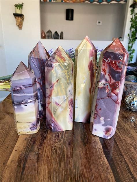 XL Mookaite Jasper Tower Point Large Natural Stone Carved Polished