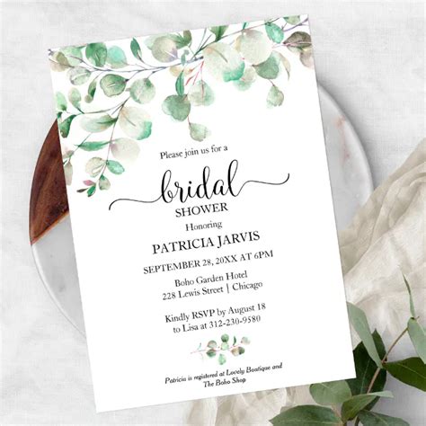 Watercolor Eucalyptus Greenery Bridal Shower Invitation Zazzle