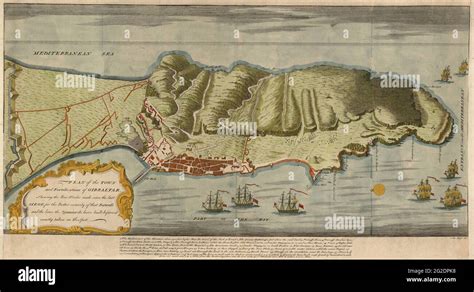 Gibraltar Map, Map of Gibraltar, Gibraltar Maps, Retro Gibraltar Map ...