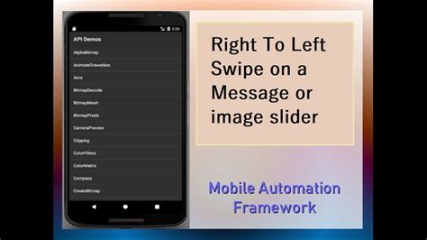 Right To Left Swipe Mobile Automation Youtube