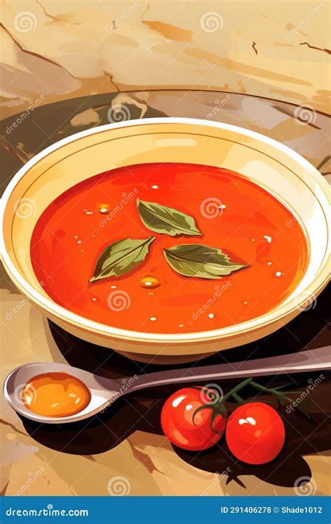 A Bowl Of Tomato Soup Stock Illustration Illustration Of Parsley 291406278