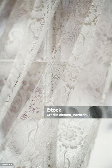 White Lace Curtains Stock Photo - Download Image Now - Bedroom, Boho ...