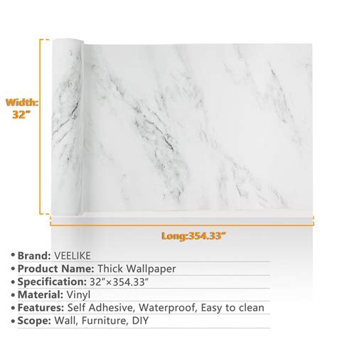 Veelike Grey White Marble Contact Paper Extra Thick Veelike