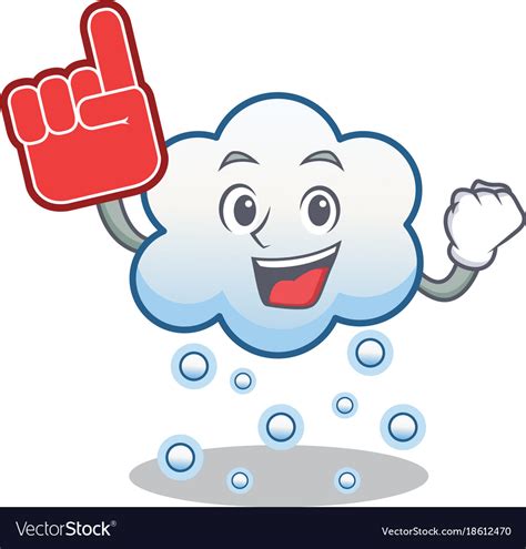 Foam Finger Snow Cloud Character Cartoon Vector Image