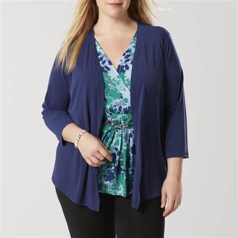 Jaclyn Smith Womens Plus Layered Look Top Floral