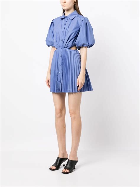 Simkhai Puff Sleeve Cut Out Shirt Dress Blue Farfetch