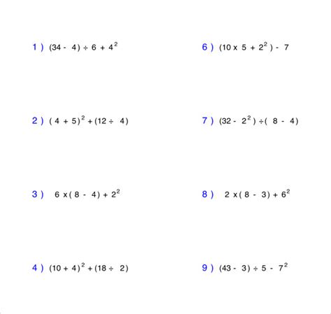 Free 11 Sample Order Of Operations Worksheet Templates In Pdf