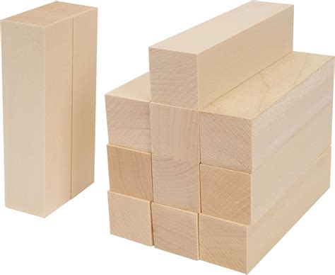 YUDAEE 12Pcs Basswood Carving Blocks Unfinished Wood Blocks Natural