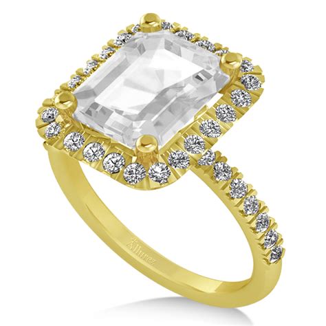 White Topaz Diamond Engagement Ring 14k Yellow Gold 3 32ct AD1610