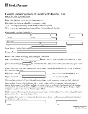 Fillable Online Flexible Spending Account Enrollment Election Form