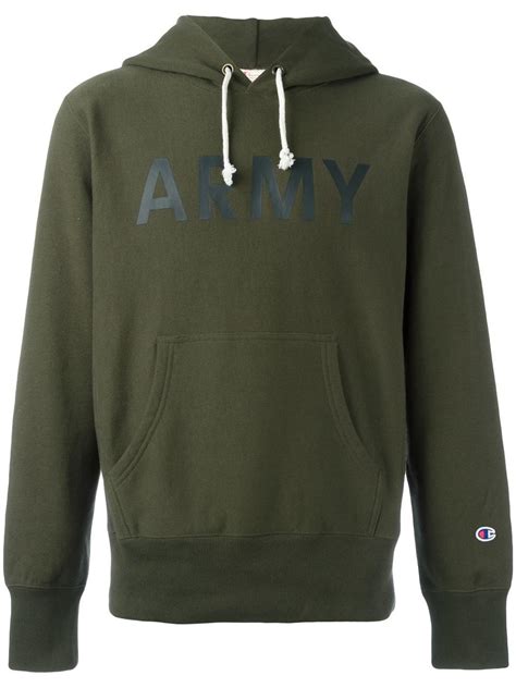 Champion Cotton Army Hoodie In Green For Men Lyst