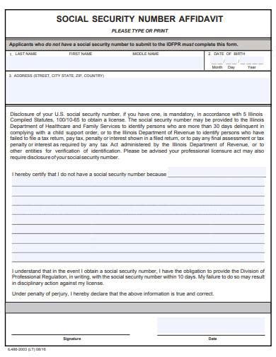 Free 10 Affidavit Of Social Security Samples In Pdf Ms Word