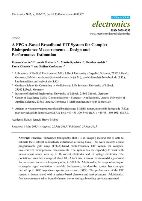 Pdf A Fpga Based Broadband Eit System For Complex Bioimpedance