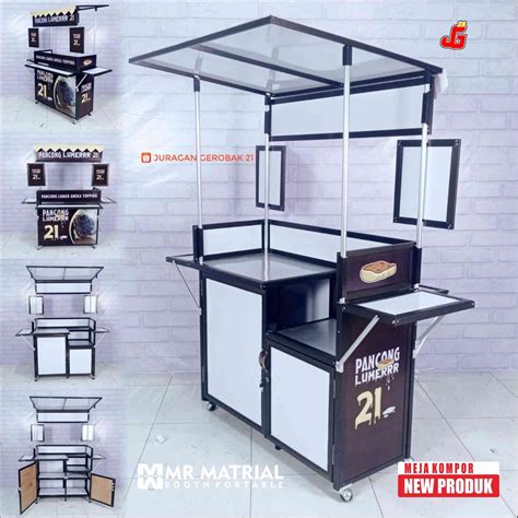 Jual Booth Portable Komplit Kompor Tulang Hitam Gerobak Jualan Meja