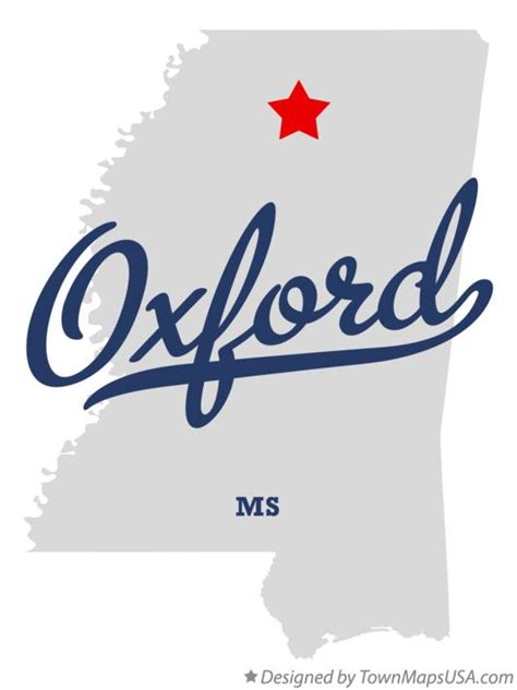 Map of Oxford, MS, Mississippi