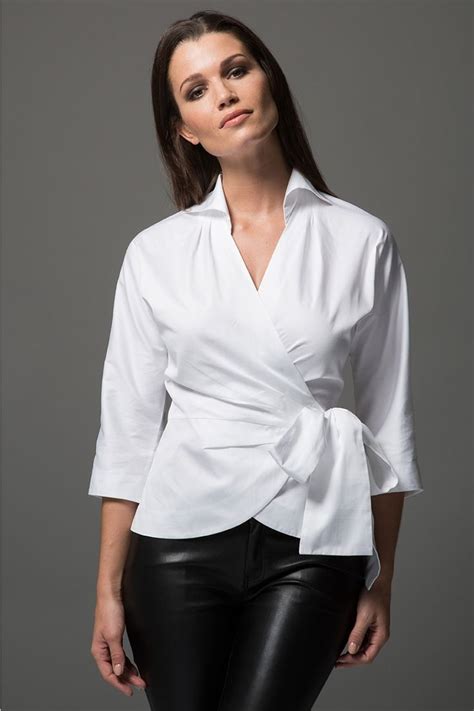 Abigail White Wrap Cotton Blouse Blouse White Shirts Women White