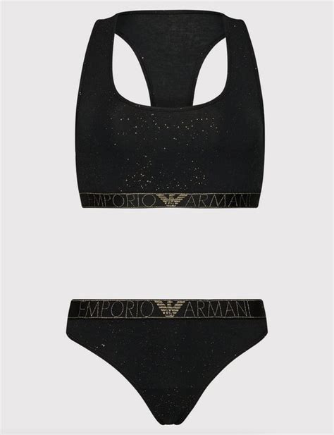 Emporio Armani Set Intimo Underwear Set Vrouwen Lingerieset Black Printed Maat S