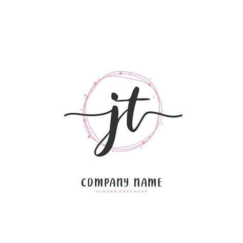 JT Initial Handwriting And Signature Logo Design With Circle Beautiful