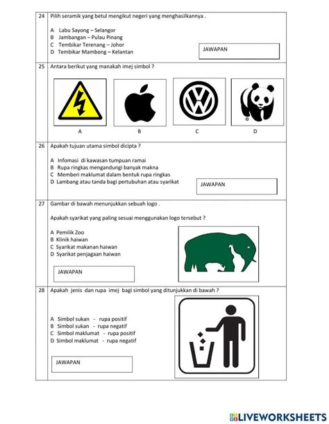 Peperiksaan Akhir Tahun Set 1 Worksheet Live Worksheets