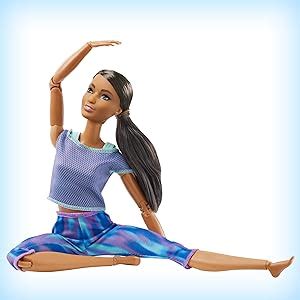 Barbie Made To Move Doll DARK SKIN Brunette Yoga Fitness Posable Athleisure Wear