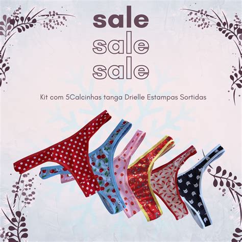 Kit 5 Calcinhas Tanga Drielle Lingerie Feminina Sexy Estampas Sortidas Microfibra Shopee