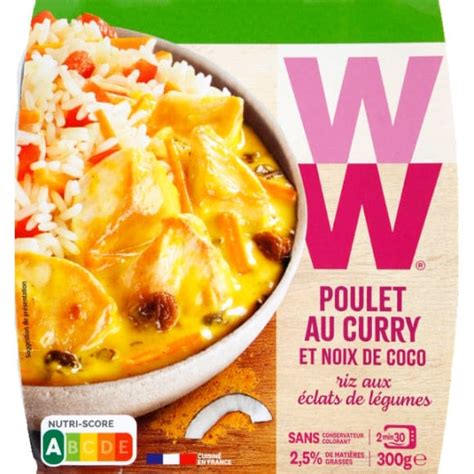 Weight Watchers Poulet Au Curry Et Noix De Coco Et Riz Aux éclats De