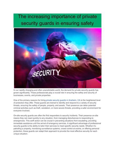 PPT The Increasing Importance Of Private Security Guards In Ensuring