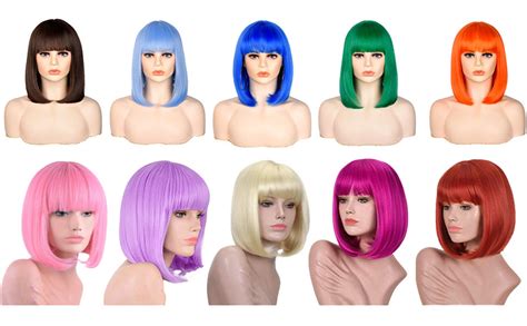 Pastel Pink Short Bob Wig With Bangs For Women 12inchshoulder Length Heat Resistant