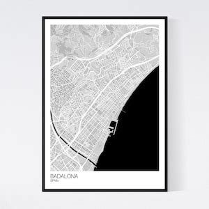 Badalona, Spain Map Art Print Many Colours 350gsm Art Quality Paper Fast Delivery Scandi ...