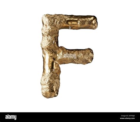 Letters Made Of Raw Gold 3d Illustration Of Golden Alphabet Isolated