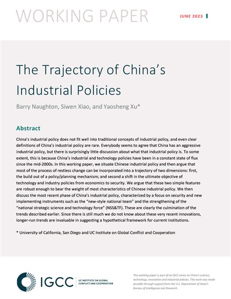 The Trajectory Of Chinas Industrial Policies Igcc