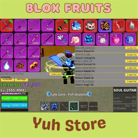 Blox Fruit Account Lv 2550Max Full Gear Awaken All Race V4 Full