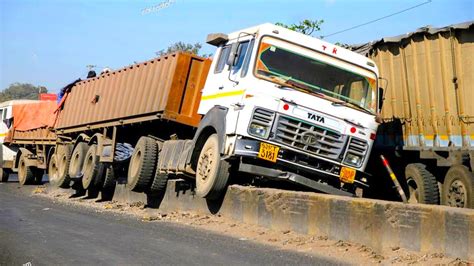 Idiots Vs Trucks Crash Compilation Truck Smashing Into Bridge Stone