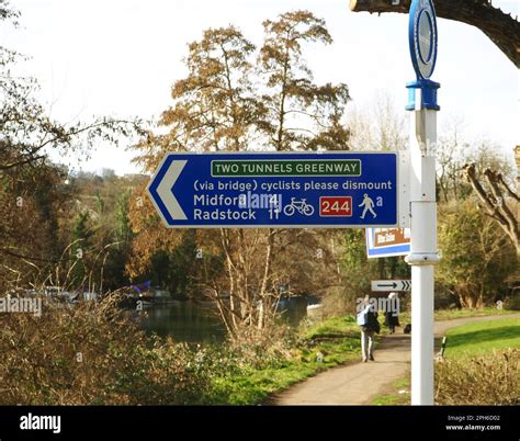 Signpost On The Bristol To Bath Cycle Walkway Part Of National Cycle