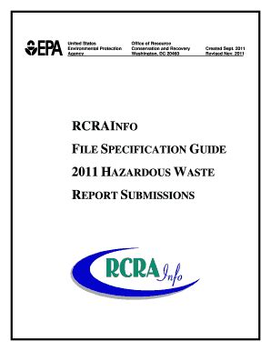 Fillable Online Epa Rcra Info File Specification Guide 2011 Hazardous