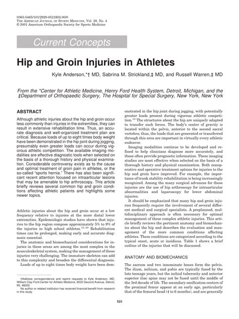 PDF Hip And Groin Injuries In Athletes