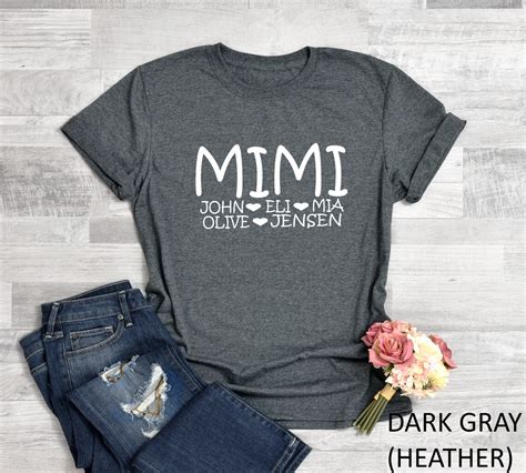 Personalized Mimi T Shirt With Grandkids Names Mimi Shirt Etsy