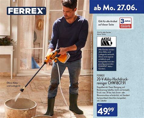 Ferrex V Akku Hochdruck Reiniger Chw Cf Angebot Bei Aldi Nord