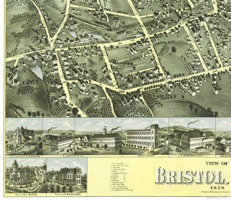 Bristol, Connecticut in 1878 - Bird's Eye View, Map, Aerial, Panorama ...