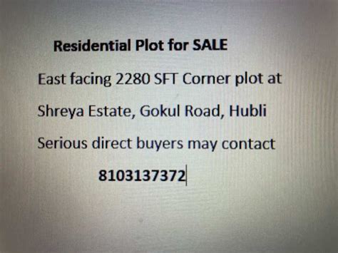 Residential Plot Sq Ft For Sale In Gokul Road Hubli Rei