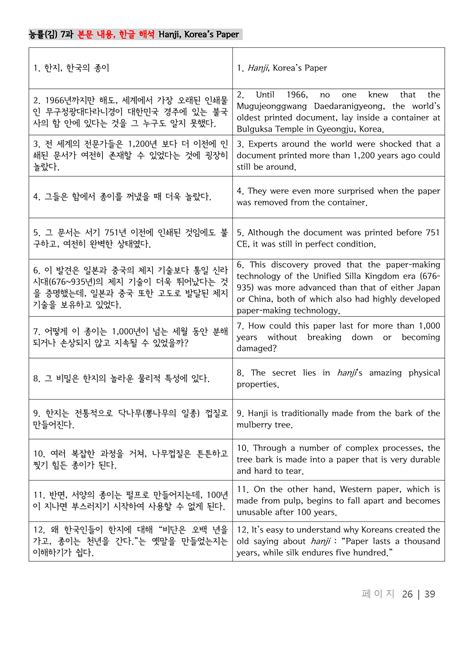 [고1영어] 능률 김성곤 7과 본문 분석 출제 포인트 한글 해석 쏠북