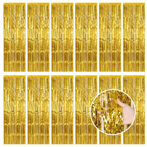 1 X Raw Customer Returns 12 Pcs Gold Metallic Tinsel Foil Fringe Curta Jobalots