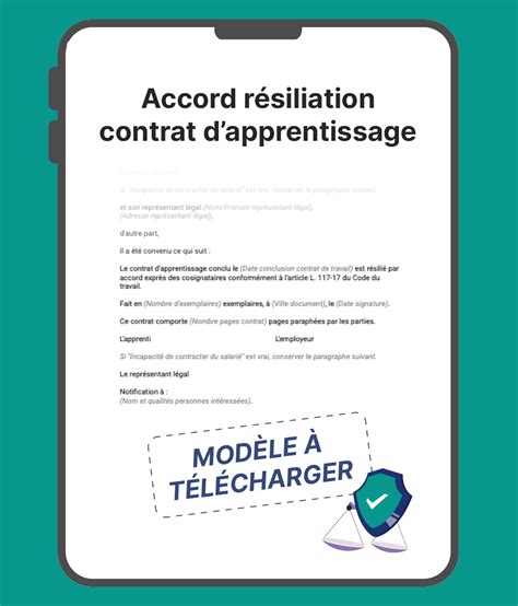 Accord résiliation contrat apprentissage modèle à télécharger