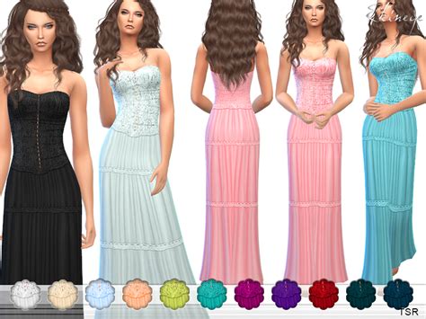 The Sims Resource Strapless Maxi Dress