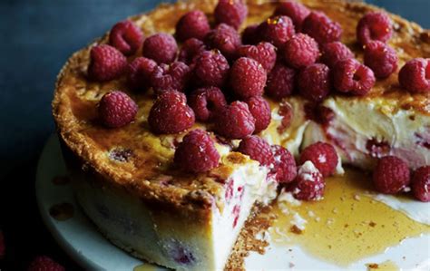 James Martins Baked New York Raspberry Cheesecake Dessert Recipes Goodtoknow