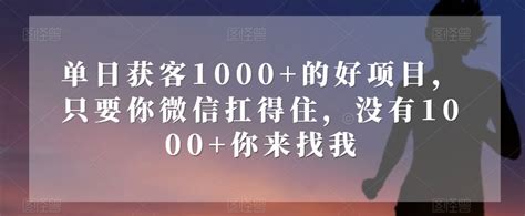 单日获客1000的好项目，只要你微信扛得住，没有1000你来找我【揭秘】 依然自媒体